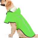 Flashseen Dog Rain Coat, Waterproof Dog Raincoat with Removable Hoodie, Pet Rain Jacket with Reflective Strip, Adjustable Lightweight Dog Hooded Raincoats for Large Dogs (Green)