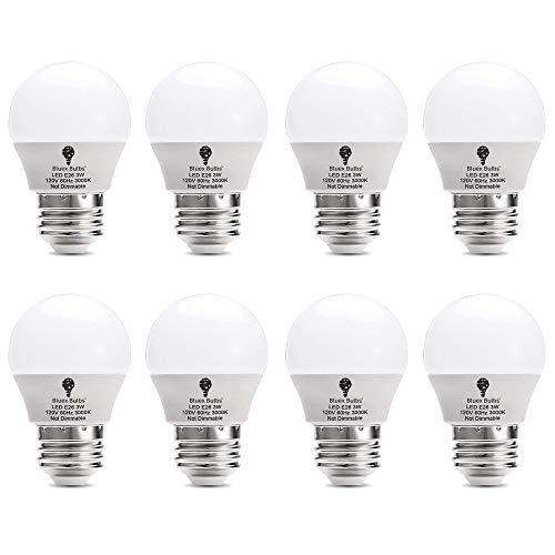 8 Pack BlueX 3W LED Light Bulb G14 3000K Warm White - 25W Equivalent - E26 Base 120V - Small Night Light Bulbs for Bedroom, Ceiling Fan, Table Lamp, Kitchen, Pendant Fixtures, Dinning Room