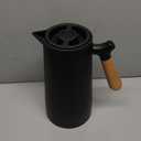 WOLFF - Thermal Coffee Carafe - 34oz / 1L Insulated Plastic Exterior Carafe for Hot or Cold Drinks - Leakproof Coffee and Tea Dispenser with Wood-like Handle and Glass Liner - Black, 34floz/1L