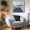 Minimalist Blue Gray Abstract Canvas Wall Art 36x36 Inch Bedroom Decor