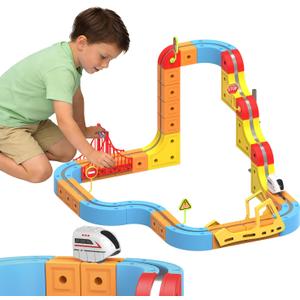 114PCS Electric Magnetic Train Set for Kids, Flexible Race Track Train Toys for Toddlers Ages 4 5 6 7 8, STEM Educational Infinity Track Car Building Toys.(114PCS)