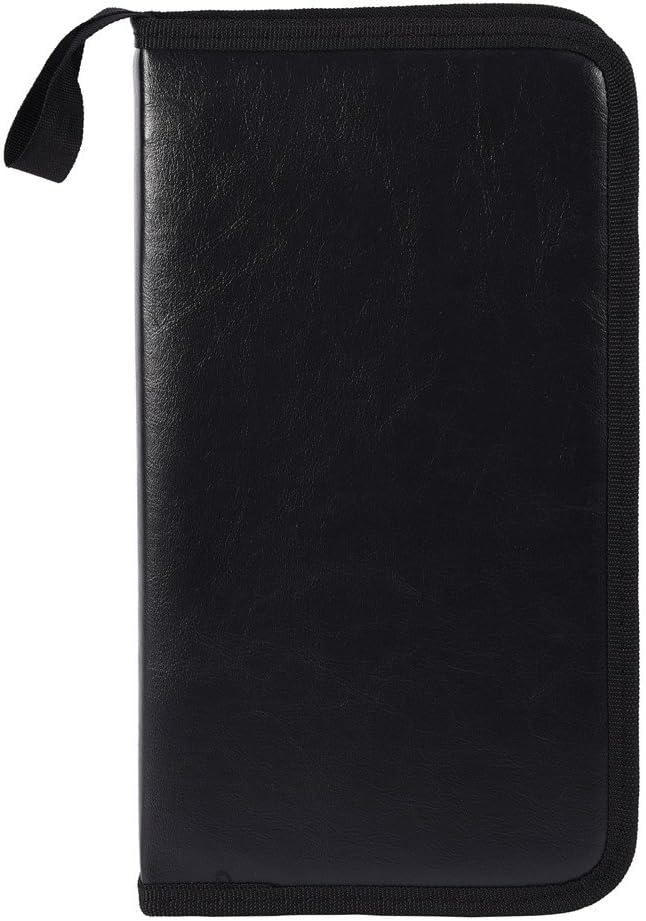 Tyenaza CD Case, Portable PU Leather DVDs Wallet Holder 80 Capacity VCD Wallet Storage Bag Case Organize for VCD DVD Binder Bag Album Booklet(Black)