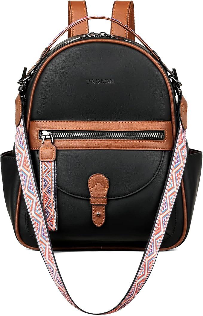 FADEON Mini Backpack Purse for Women, Designer Leather Cute Roomly Backpacks, Daily Ladies Shoulder Backpack Fashion Handbag
