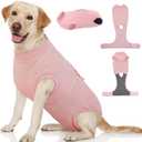 Kuoser Dog Surgery Suit Female Spay, Dog Recovery Suit Male Neuter, Puppy Clothes Onesie for Surgery Anti Licking Abdominal Wounds Pet Surgical Recovery Bodysuit Shirt, Substitute E-Collar & Cone (Large (Back:16.1-20.1'', Weight:23-48 LB))