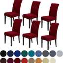 Howhic Stretch Chair Covers for Dining Room Set of 6, Removable Washable Dining Room Chair Covers, Dining Chair Slipcovers Seat Protector, Great Home Decor and Banquet Upholstery (Red Dahlia, 6 Pack)