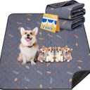 Washable Pee Pads for Dogs - 2 Pack Puppy Pads with Super Absorbent, Non-Slip, Reusable Pee Pads Specifically Designed for Dog Playpen, Crate, Whelping Box, Floor - 36" x 41", Grey (36x41 Inch (Pack of 2), Leaves - Deep Grey)