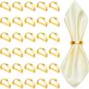 SHENLIU 30Pcs Gold Napkin Rings Set, Semicircle Metal Gold Napkin Holder Buckles Modern Serviette Buckles Metallic Adornment for Table Kitchen Dinner Party Wedding Christmas Valentine's Day
