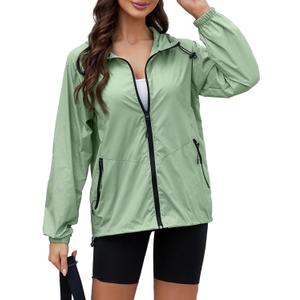 CRIPOM Packable Rain Jacket Women Waterproof Lightweight Jacket With Hood Womens Windbreaker Jacket XL