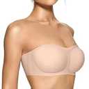 OEAK Womens Strapless Bandeau Bra Non Slip Bras Push Up Wireless Padded Bralette Supportive Seamless Comfortable Tube Bra Skin, Large