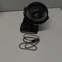 AA Battery Operated Clip on Fan, Stroller Fans, USB Powered Portable Desk Fan 4 Speeds Personal Golf Cart, Small Table Fan, Wireless, for Camping Hurricane Office Bed-Black(NO BATTERY) (Black(without batteries))