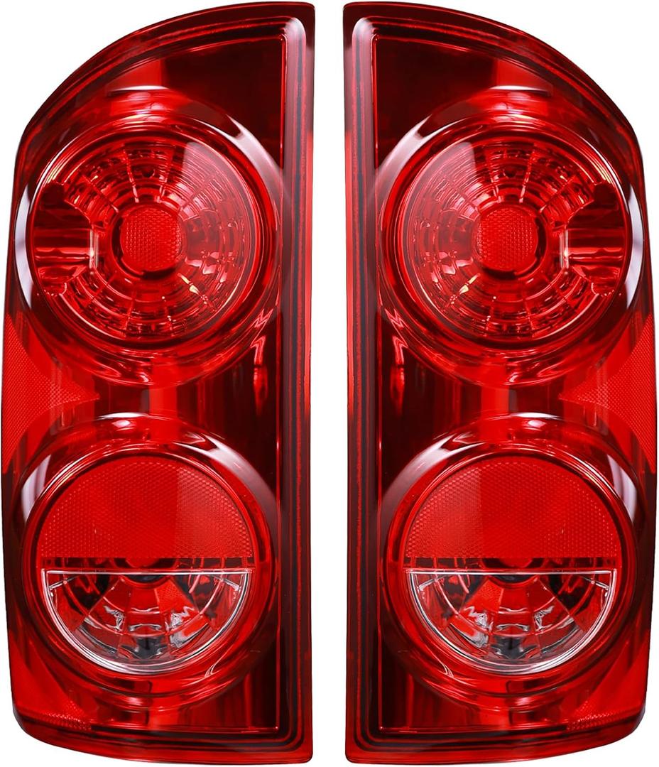 Boine Tail Light Compatible With 2007 2008 2009 Dodge Ram 1500 2500 3500 Driver and Passenger Side Red Lens Rear Light Brake Lamps Replaces 55277303AC, 55277302AC
