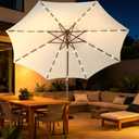 9FT Solar-Powered LED Patio Umbrella with Tilt Crank,Outdoor Market Umbrella with 32 Lights,Sunshade for Deck, Garden and Pool
