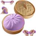 Glitter Dumpling Squishy,Dumpling Squishy Mystery Box,Dumplings Stress Balls Fidget Sensory Toy, Stocking Stuffers with Food Steamer Stretchy Desk Toys,Sensory Fidget Toys for Anxiety Relief (Purple)