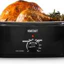 HomeCraft Electric Roaster Oven, 18-Quart Capacity for Turkey, Chicken, Meat, Vegetables, Full-Range Temperature Control, Lift-Out Rack, and Removable Enamel Pot Included, Black