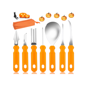 Halloween Pumpkin Carving Tools Kit, Professional and Heavy Duty Stainless Steel Pumpkin Cutter Knife Saw Scoop Tools Set for Kids or Adults, 7Pcs Carving Set for Halloween Decoration Jack-O-Lanterns