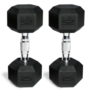 CAP 50 lb Rubber Hex Dumbbell Weight Set, Includes 2 x 25lb Dumbbells