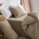 JELLYMONI 100% Washed Cotton Duvet Cover King Soft, Breathable Linen-Look Bedding with Natural Wrinkle Texture, Button Closure, 3-Piece Set (Dusty Khaki, 104"x90")