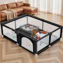 71x59x26 Inches Puppy Playpen with Gate, Dog Playpen for Puppies or Small Dogs, Sturdy Safety Dog Fence Pet Playpen with Thickened Fabric, High-Strength Nylon Wire Mesh for Indoor & Outdoor, Washable
