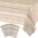 Breling 6 Pcs Light Wood Grain Tablecloths Rustic Plastic Table Covers for Rectangle Table Vintage Farmhouse Western Tablecloth for Barn Birthday Wedding Party Decoration Supplies, 54 x 108 Inch