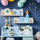 It's a Boy Baby Shower Centerpieces Baby Shower Table Centerpieces Bloom Table Display with Letters A Sweet Baby Boy is on His Way Gender Reveal Decorations for Boy Birthday Supplies (Wooden)