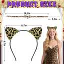 2 x Cheetah Leopard Ears Headband with Bell Choker- Leopard Print Cat Ears Headband for Cheetah Costume Women Adult, Halloween Party Cosplay Costumes Accessories