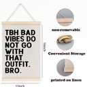 laveliabel Funny Classroom Poster Hanger Frame, Tbh Bad Vibes Banner Poster with Wood Hanger, Funny Humor Sarcastic Quote Wall Art Decor for Nursery School Classroom, 12x16inch