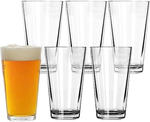Pint Glasses Set of 6 - 16 oz Drinking Glasses Made for Cold Beverages - 16 oz Mixing Glass & Highball Set of 6 for Homes, Pubs & More - Freezer & Dishwasher-Friendly Cocktail Glasses, PARNOO
