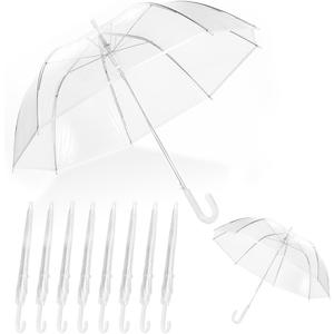 8 Pcs Clear Umbrella Wedding,Windproof Clear Umbrellas for Rain,Large Clears Umbrella for Two People,Transparent Umbrellas Bulk with J Shaped Handle for Wedding Supplies,Outdoor Activities