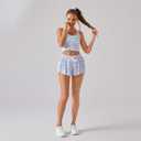 Women Flowy shorts,Butterfly Shorts for Girls 2 in 1 for Athletic,casual (Small, Floral Blue)