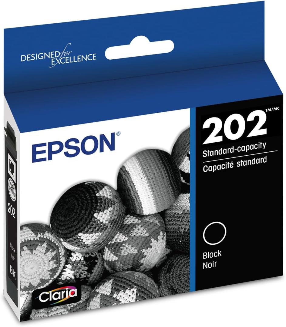 EPSON 202 Claria Ink Standard Capacity Black Cartridge (T202120-S) Works with WorkForce WF-2860, Expression XP-5100