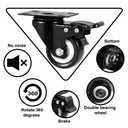 2" Caster Wheels Set of 4, Heavy Duty Casters with Brake, No Noise Locking Polyurethane (PU) Wheels, Swivel Plate Castors Pack 4