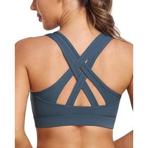 Luvrobes Sports Bras for Women High Support, Molded Cup High Impact Criss Cross Back Workout Yoga Bra No Removable Padded Bra.XL
