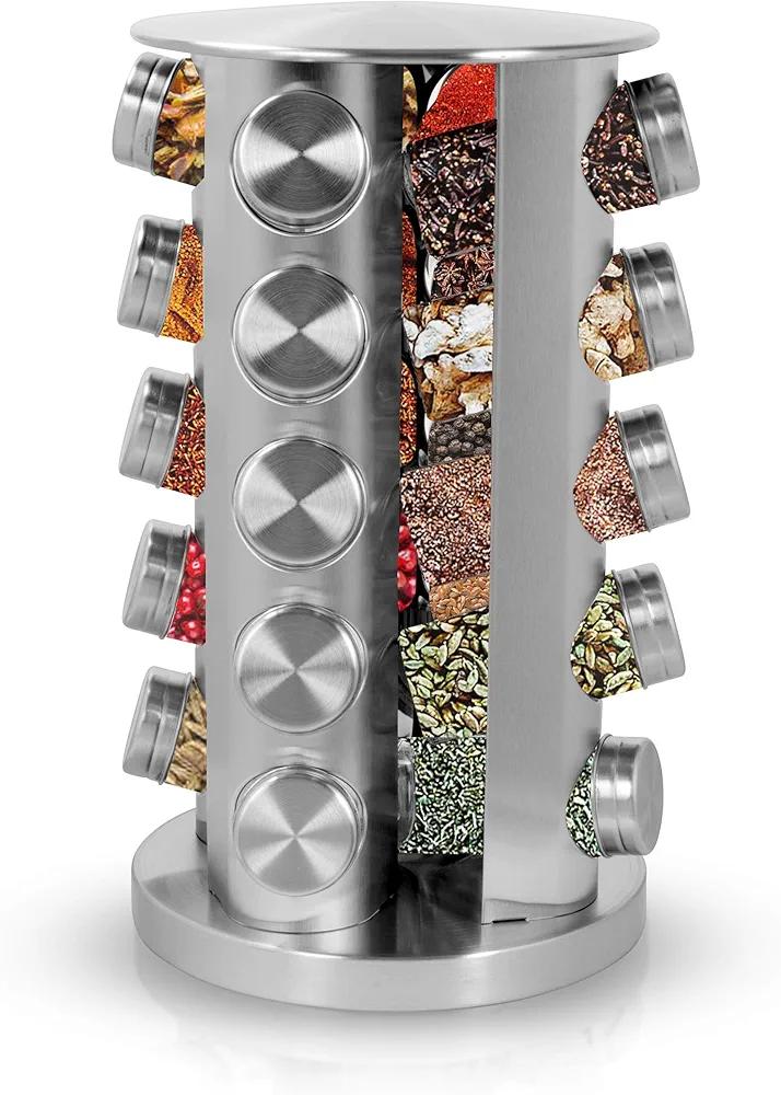 Simpli-Magic Spice Rack Organizer, Rotating Spice Rack with 20 Jars Included