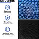 Blue Gel TPU Seat Cushion Large Contoured Honeycomb Cooling Gel Cushion for Long Sitting, Pressure Relief for Tailbone & Sciatica, Non-Slip Washable Cover 18.89 x 14.96 in
