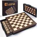 12.5" x 12.5" Wooden Chess Set with 2 Built-in Storage Drawers - 2 Bonus Extra Queens - Gift Packaging - Staunton Chess Pieces, Board Games Chess Sets for Adults and Kids, Beginner Home Decor