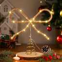 Soulchen Christmas Bow Tree Topper Decoration 9.4 x 10.4 Inches Velvet Christmas Topper Decor with LED Lights Xmas Holiday Bow Tree Top Decoration for Santa Holiday Party Supplies Gifts(Brown)