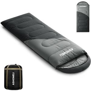 ASHOMELI Camping Sleeping Bags for Adults - 4 Season Warm & Cool Weather - Summer, Spring, Fall, Winter, Lightweight, Waterproof Sleeping Bag for Camping, Traveling, Indoors and Outdoors