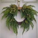 18 inch Artificial Cedar and Jute Front Door Wreath with Hand Tied Twig Base