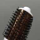 Plavogue Dual Voltage Blow Dryer Brush for European Travel,110V-240V Hot Air Brush with Volumizer, Negative Ionic Anti-Frizz - Styling Brush with Ceramic Coating for Long/Mid Hair Types, Oval Shape (White Gold)