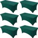 6-Pack Premium Hunter Green Spandex Tablecloths for 6ft Rectangle Tables, Stain & Wrinkle-Resistant, Washable Stretch Polyester Fitted Table Cover for Weddings, Banquets, Trade Shows Events
