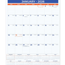 2026 Wall Calendar - January 2026 - December 2026, 12 Monthly Hanging Calendar, 2026 Planner, Size 11" x 17", Spiral Binding, Holidays, Julian Dates, Large Blocks, Twin-Wire Binding, Hanging Hook