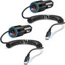 2-Pack 38W Car Charger USB C for iPhone 16 Pro Max Plus, Dual-Port USB-C+USB-A Cigarette Lighter Adapter Fast Charging Phone Plug with 4FT Type C Coiled Cable for iPhone 17/16e/15/S25/S24, Pixel