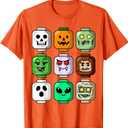 Halloween Building Brick Head Pumpkin Ghost Zombie Boys T-Shirt, Size XS