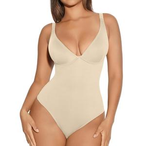 FeelinGirl Shapewear Bodysuits for Women Tummy Control Body Suits Deep V Neck Thong Body Shaper