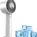 Portable Ice Cooling Handheld Fan with Semiconductor Cooling Plate, USB Rechargeable Personal Turbo Mini Hand Held Fan that Blow Cold Air, 5 Speeds Ice Cooler, Gift for Womens, Mens, Travel, Outdoor (White)