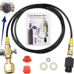 Co2 Tank Cylinder Direct Adapter (Gauge and Bleed Valve), CGA320 to TR21-4 Soda Machine Adapter with 60in High-Pressure Hose, Compatible for Soda Maker, Adapte to fizze/one touch/jet