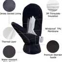 SKYDEER Winter Mittens with Soft Deerskin Suede Leather & Thermal Polar Fleece & Warm C100G 3M Thinsulate Insulation SD5171M (Black, XL)