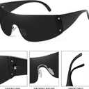 Trendy Rimless Star Y2K Sunglasses for Women Men Shield Oversized Wrap Around Frameless Sunglasses UV400 Protective