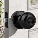 Moquin Flat Ball Entry Door Knob with Keys, Round Interior Door Knob in Matte Black Finish, Keyed Doorknob Lock for Front Entrance (1 Pack)