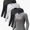 Women's Long Sleeve Compression Shirts, Dry Fit Workout Athletic Sun Protection Cooling Tops for Yoga Running Gym 2 4 Pack, Size M